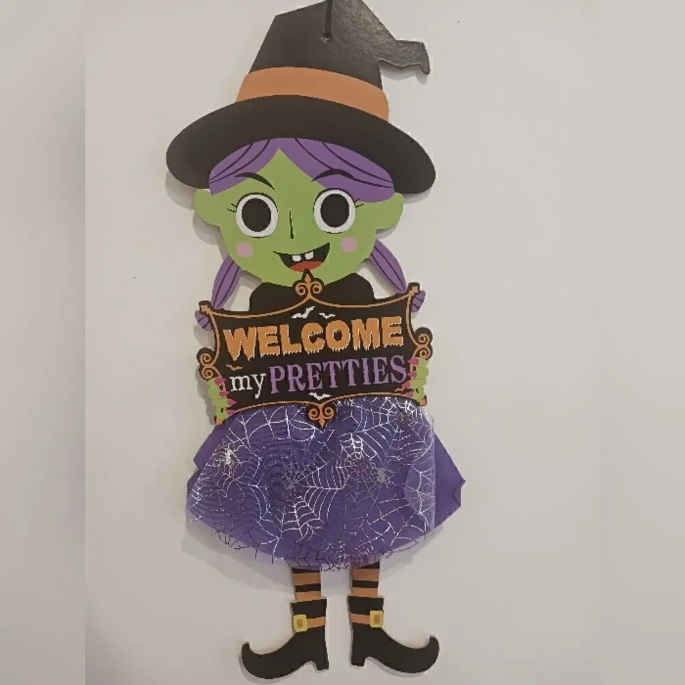 3 for 26 - Witch Themed Halloween Wall Hanging Sign Welcome My Pretties Decoe